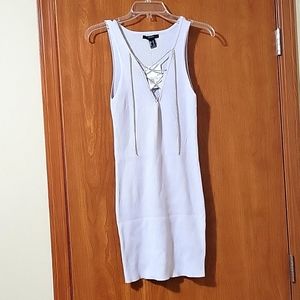 Forever 21. Size medium. Jeweled criss cross top grey sweater dress.